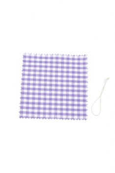 Deckchen 120mm lila/weiss kariert quadratisch, Stoff inkl. Textilschlaufe natur